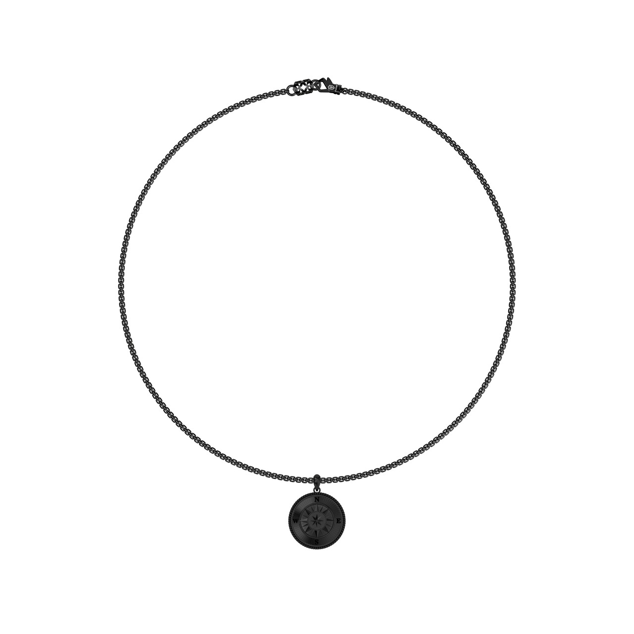 Black Ruthenium Compass Pendant Necklace 3