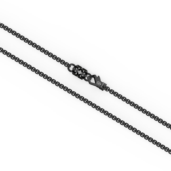 Black Ruthenium Compass Pendant Necklace In Sterling Silver