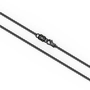 Black Ruthenium Compass Pendant Necklace In Sterling Silver