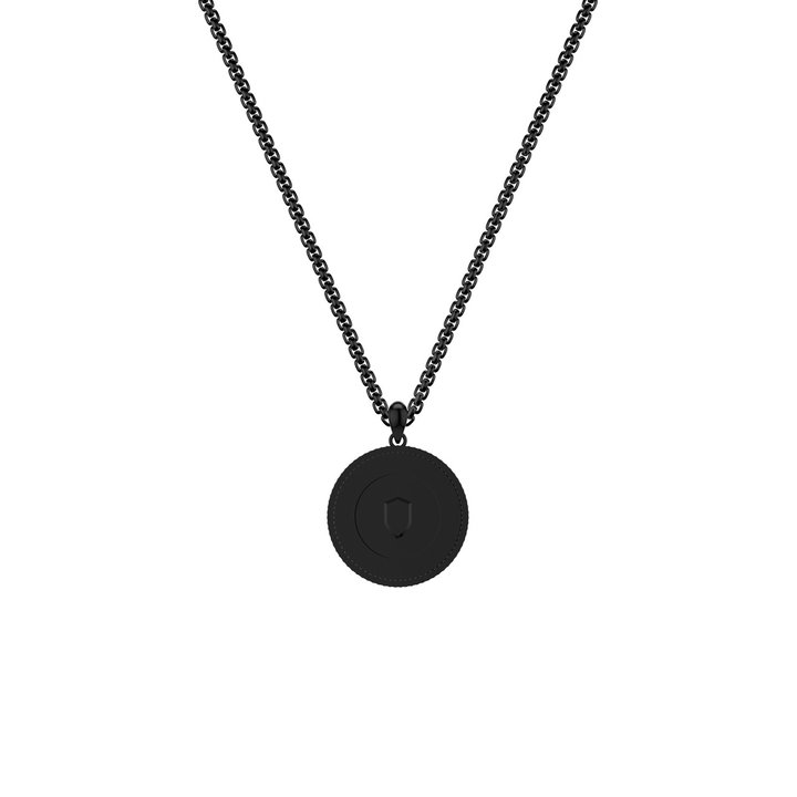 Black Ruthenium Compass Pendant Necklace In Sterling Silver