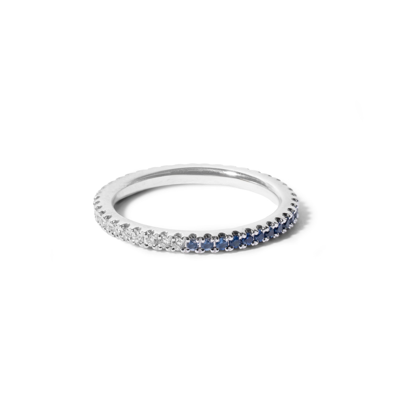 Blue Sapphire Diamond Eternity Wedding Band 0