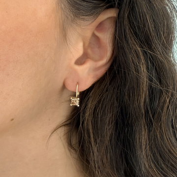 Chocolate Diamond Leverback Earrings In Yellow Gold 14K