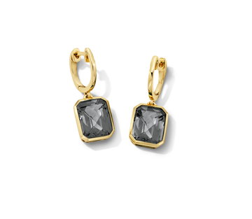 London Blue Topaz Bezel Drop Earrings In Solid 14K Yellow Gold