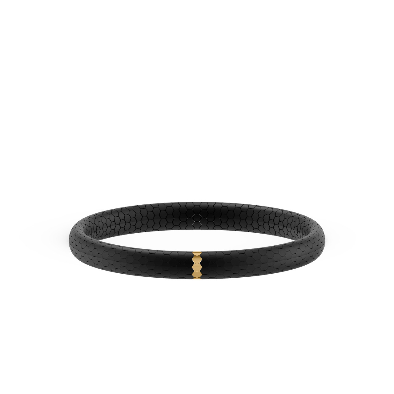 Hex-Pattern Black Ceramic Stretch Bracelet 0