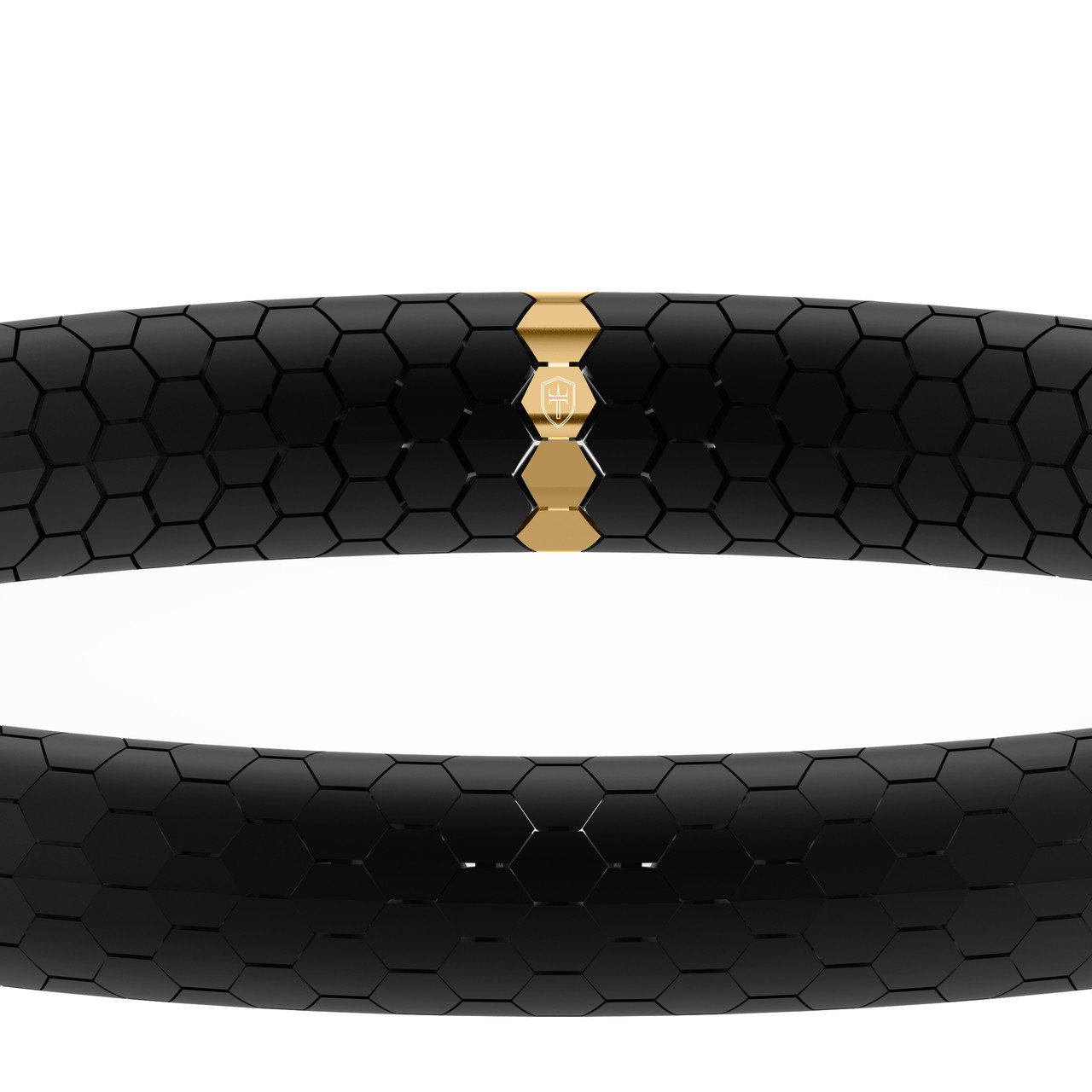 Hex-Pattern Black Ceramic Stretch Bracelet 1