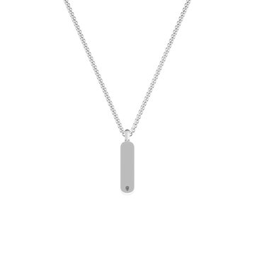 Black Sapphire Vertical Bar Pendant Necklace In Sterling Silver