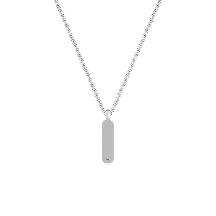 Black Sapphire Vertical Bar Pendant Necklace In Sterling Silver