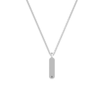 Black Sapphire Vertical Bar Pendant Necklace In Sterling Silver