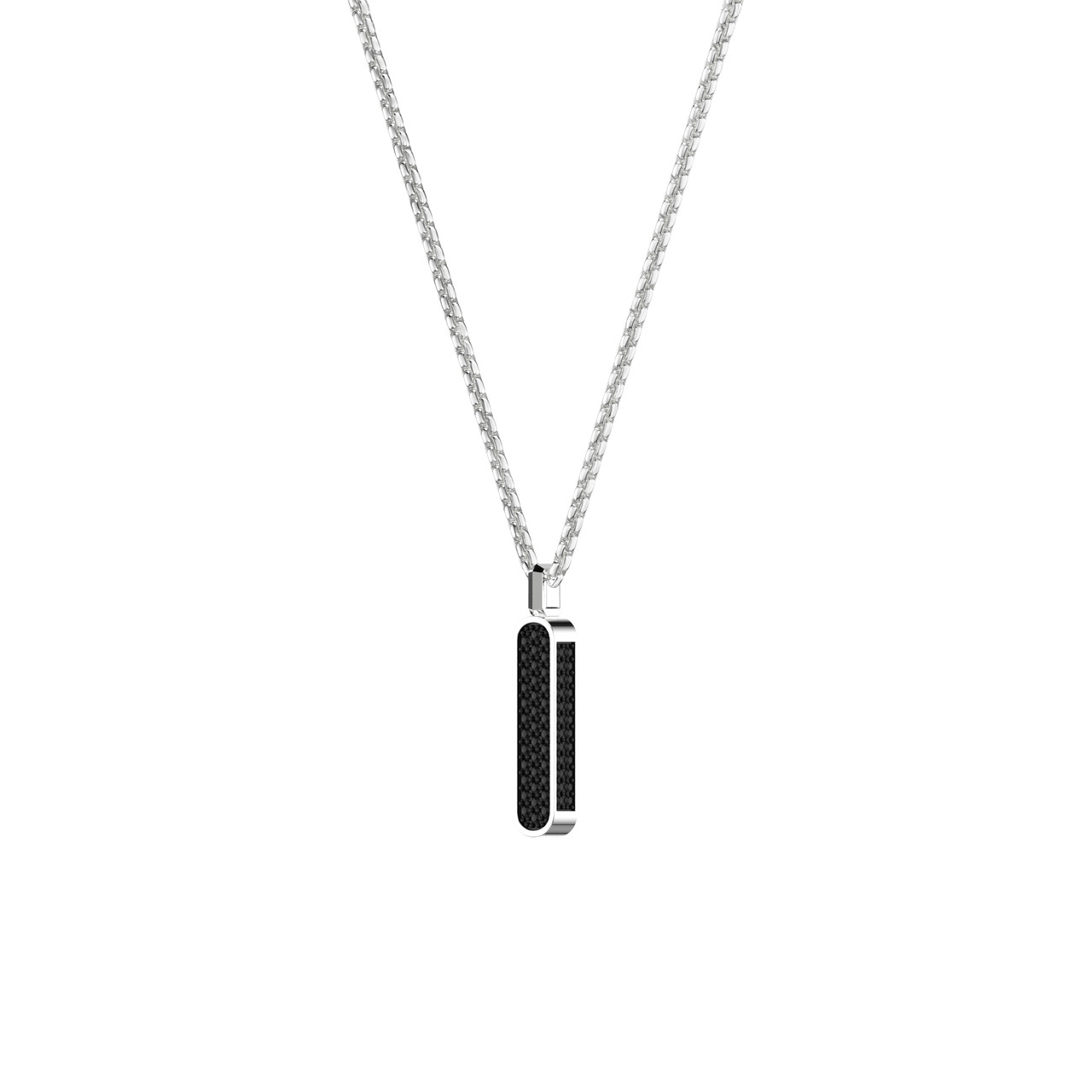 Black Sapphire Vertical Bar Pendant Necklace 1