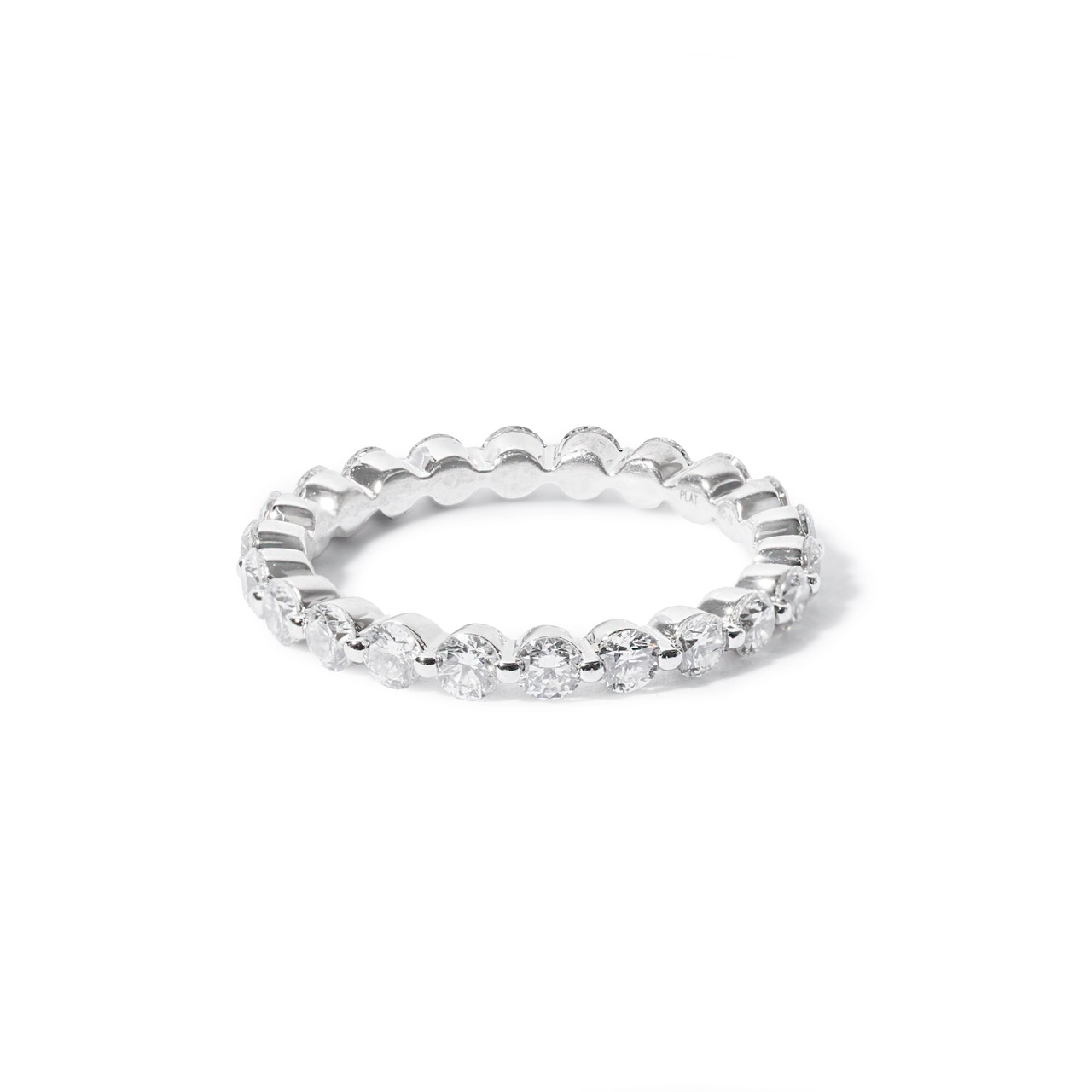 Single Prong Platinum Diamond Eternity Wedding Band (0.85tw) 0