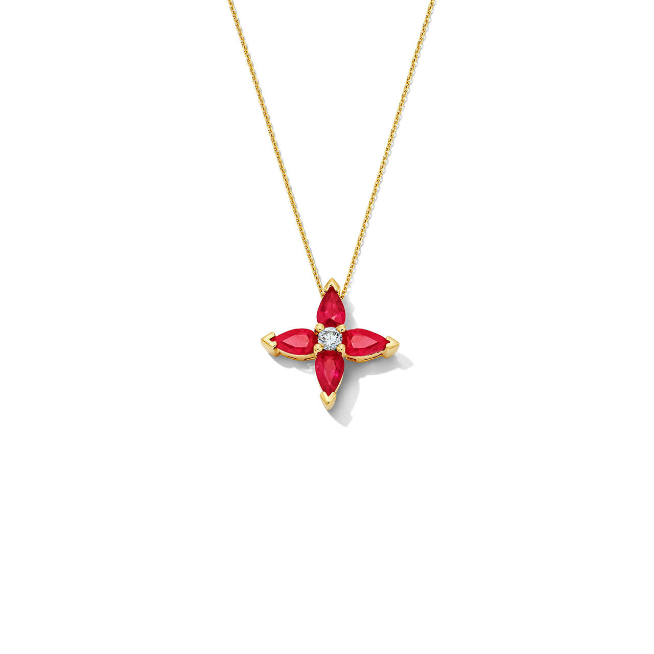 Ruby Floral-Inspired Pendant Necklace 0