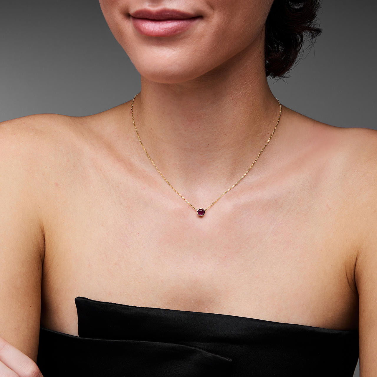 Round Ruby Bezel Necklace