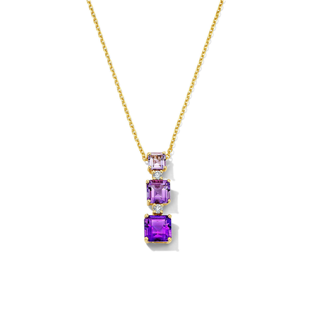 Graduated Amethyst Diamond Necklace 0