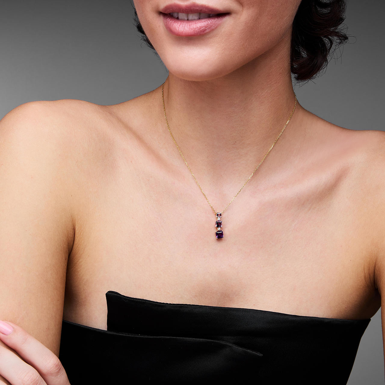 Graduated Amethyst Diamond Necklace 1