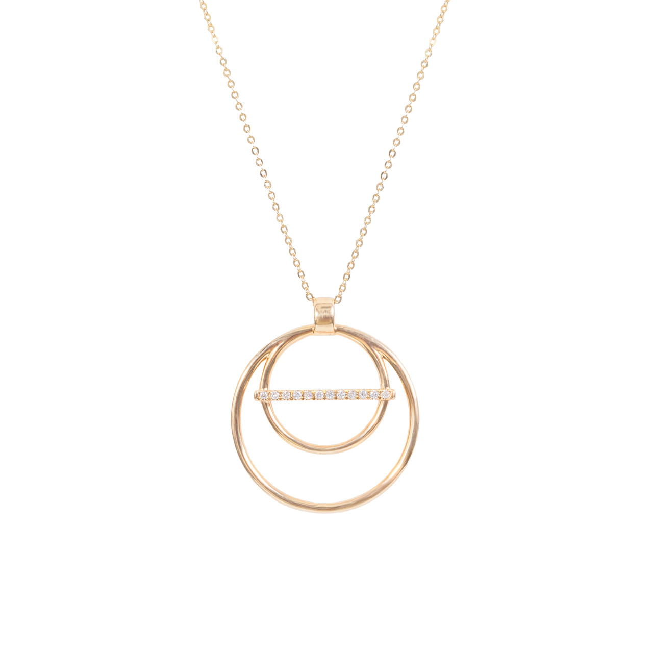 Circle Bar Diamond Pendant Necklace