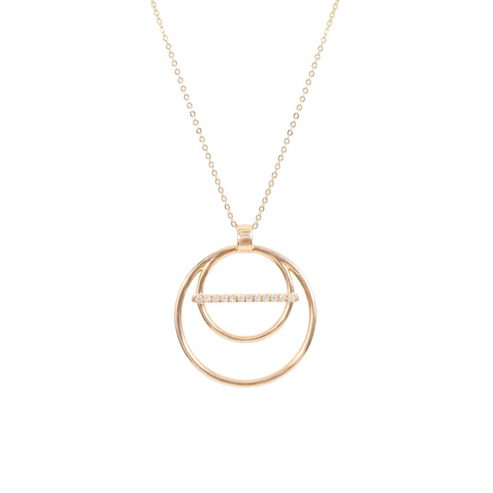 Circle Bar Diamond Pendant Necklace In Yellow Gold 14K
