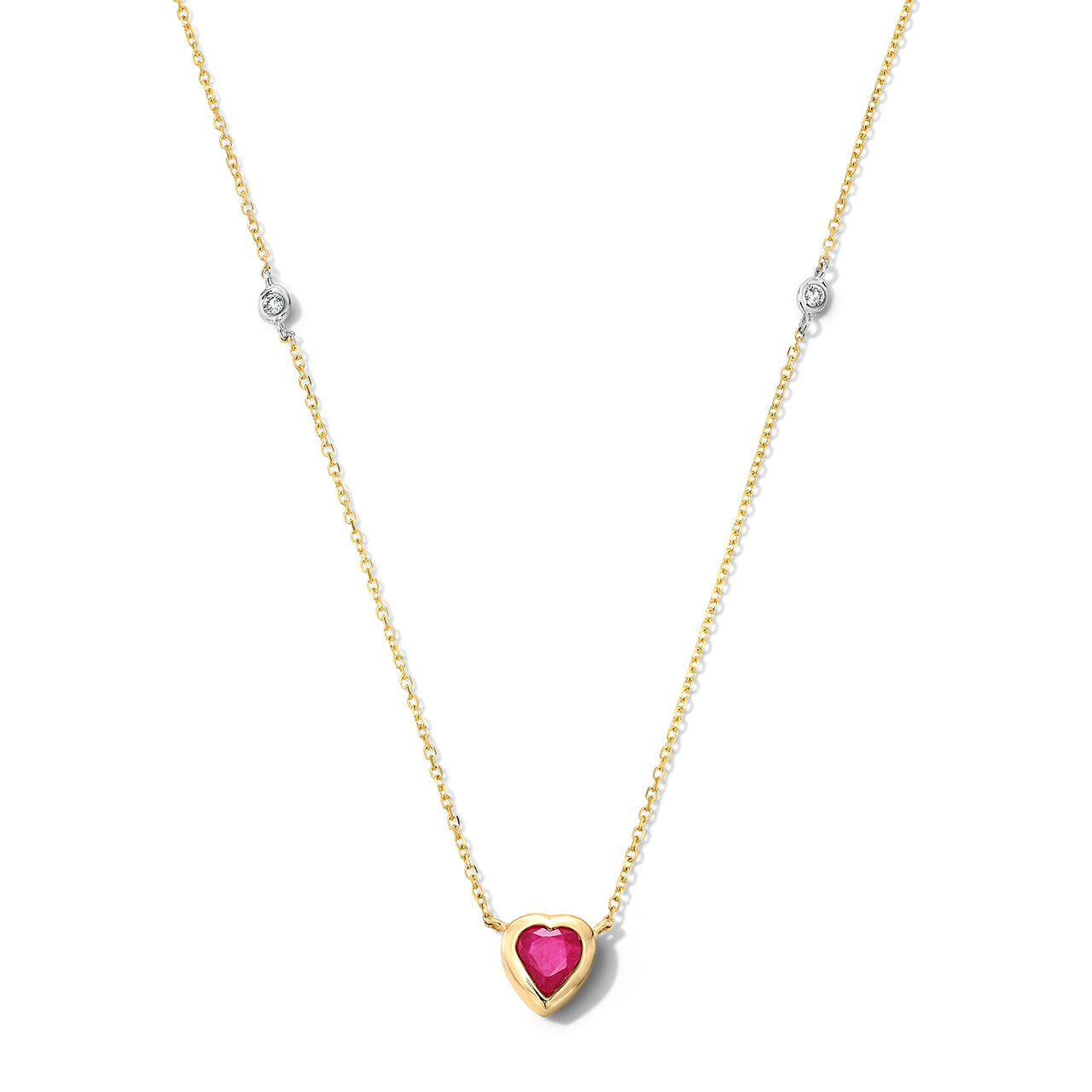 Heart-Shaped Ruby Diamond Accented Necklace