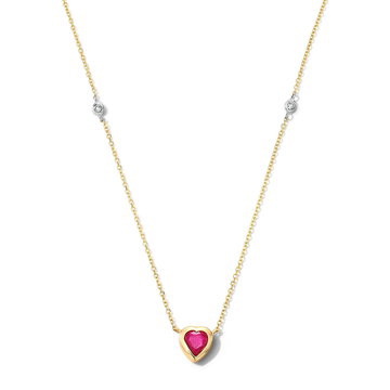 Heart-Shaped Ruby Diamond Accented Necklace