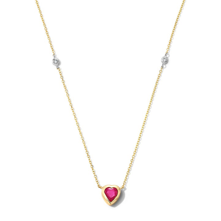 Heart-Shaped Ruby Diamond Accented Necklace