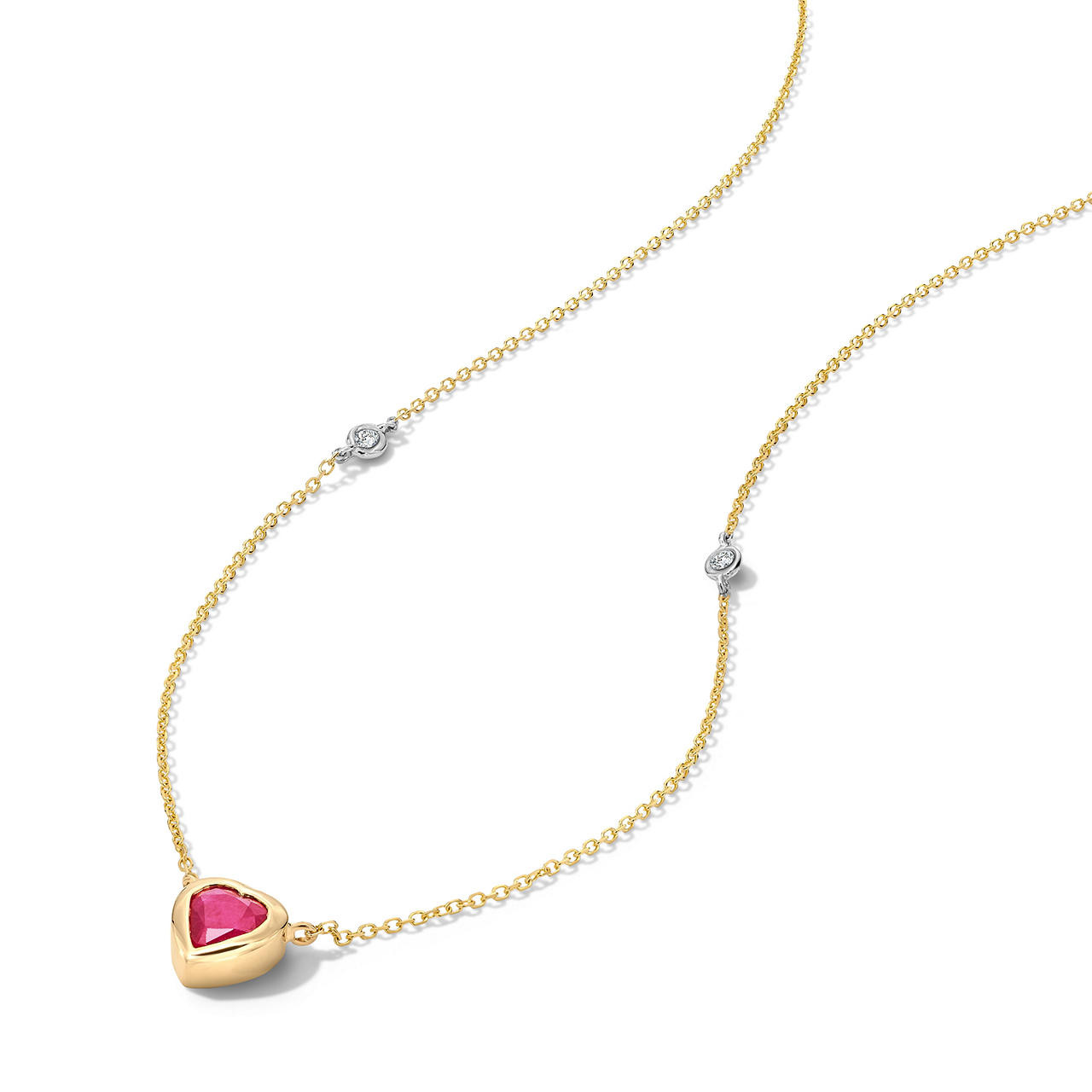 Heart-Shaped Ruby Diamond Accented Necklace