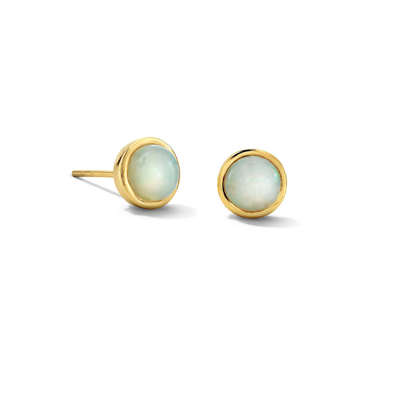 Opal Round Bezel Stud Earrings 0