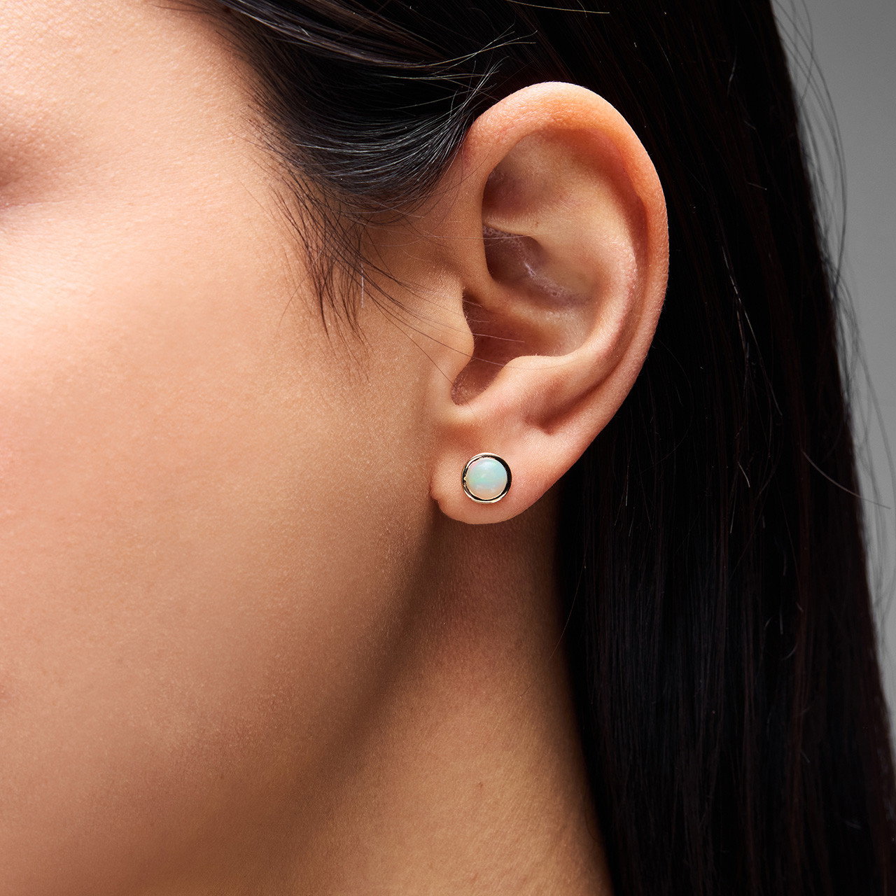 Opal Round Bezel Stud Earrings