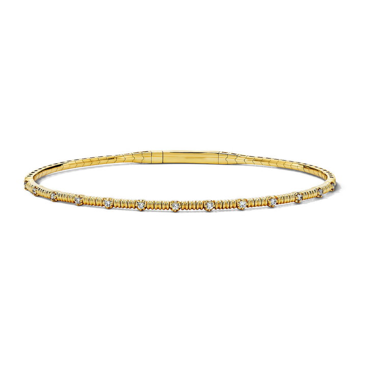 Diamond Station Flexible Gold Bracelet In Yellow Gold 14K