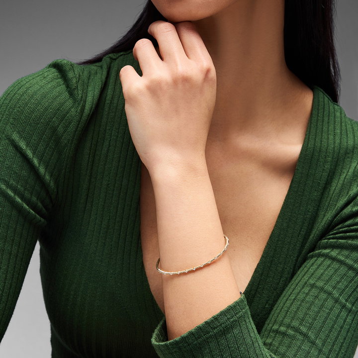 Diamond Station Flexible Gold Bracelet