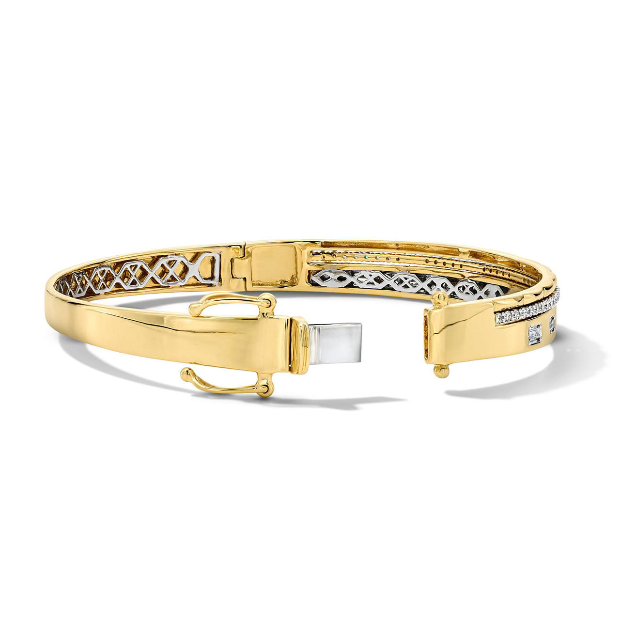 Diamond Three Row Gold Bangle Bracelet