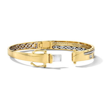 Diamond Three Row Gold Bangle Bracelet