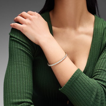 Baguette Bezel Diamond Flexible Bangle Bracelet