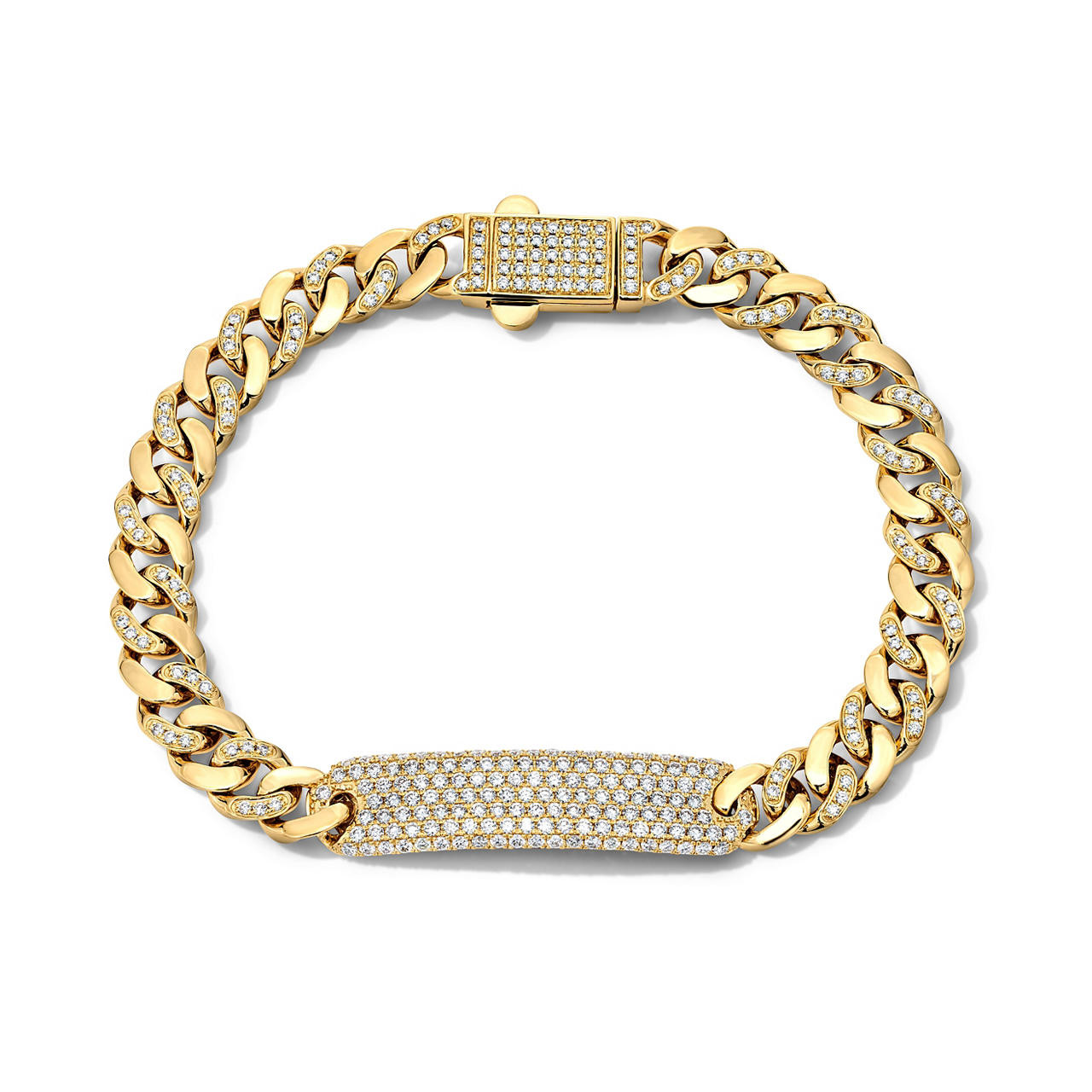 Gold Center Plate Pave Diamond Cuban Link Bracelet 0