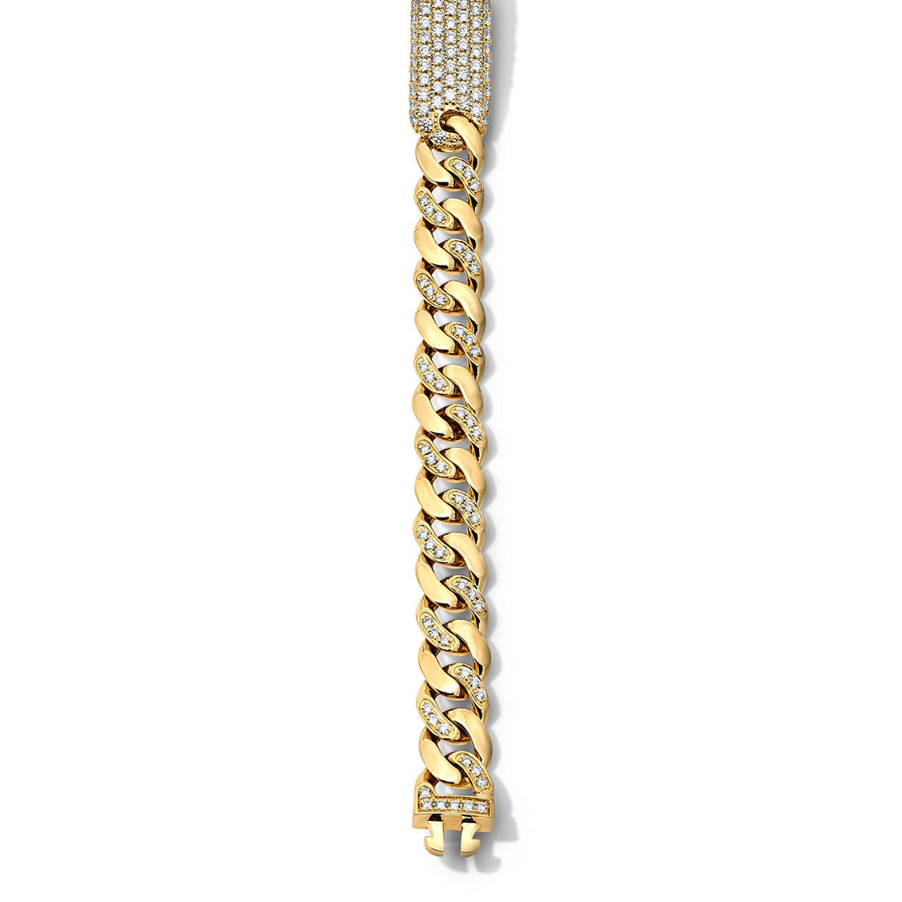 Gold Center Plate Pave Diamond Cuban Link Bracelet