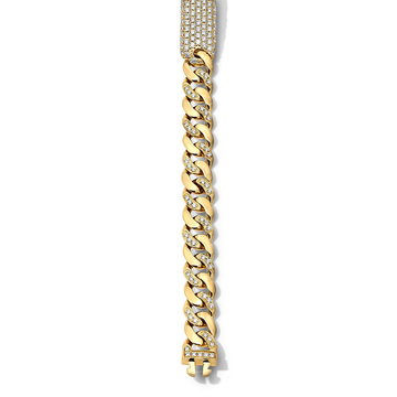 Gold Center Plate Pave Diamond Cuban Link Bracelet