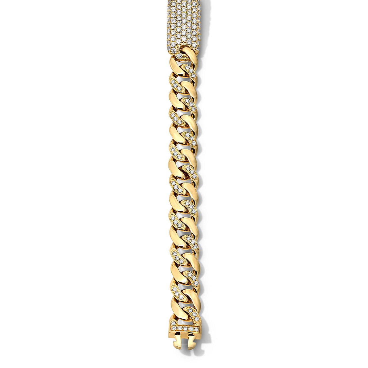 Gold Center Plate Pave Diamond Cuban Link Bracelet 1