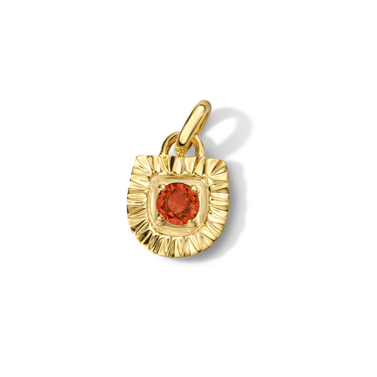 Red Garnet Shield Sunburst Charm