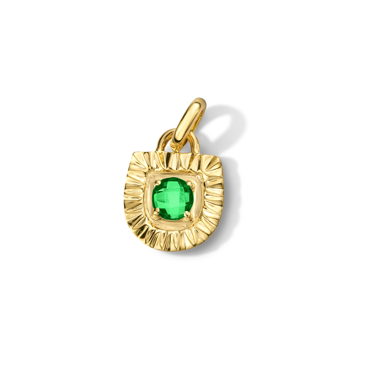 Green Emerald Shield Sunburst Charm 0