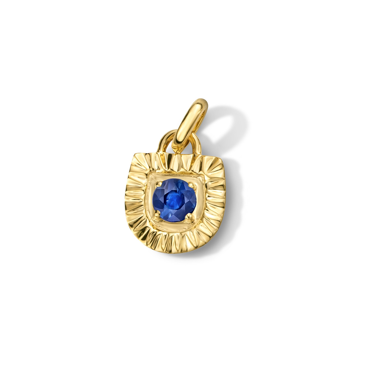 Sapphire Shield Sunburst Charm 0