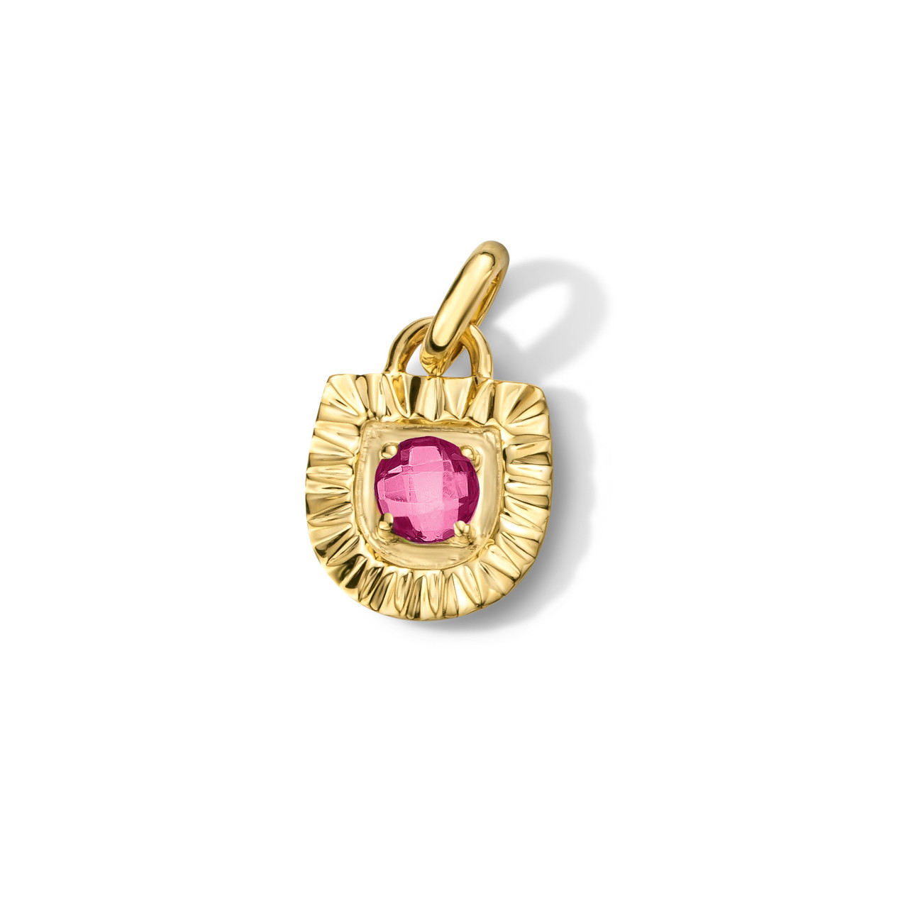 Pink Tourmaline Shield Sunburst Charm 0