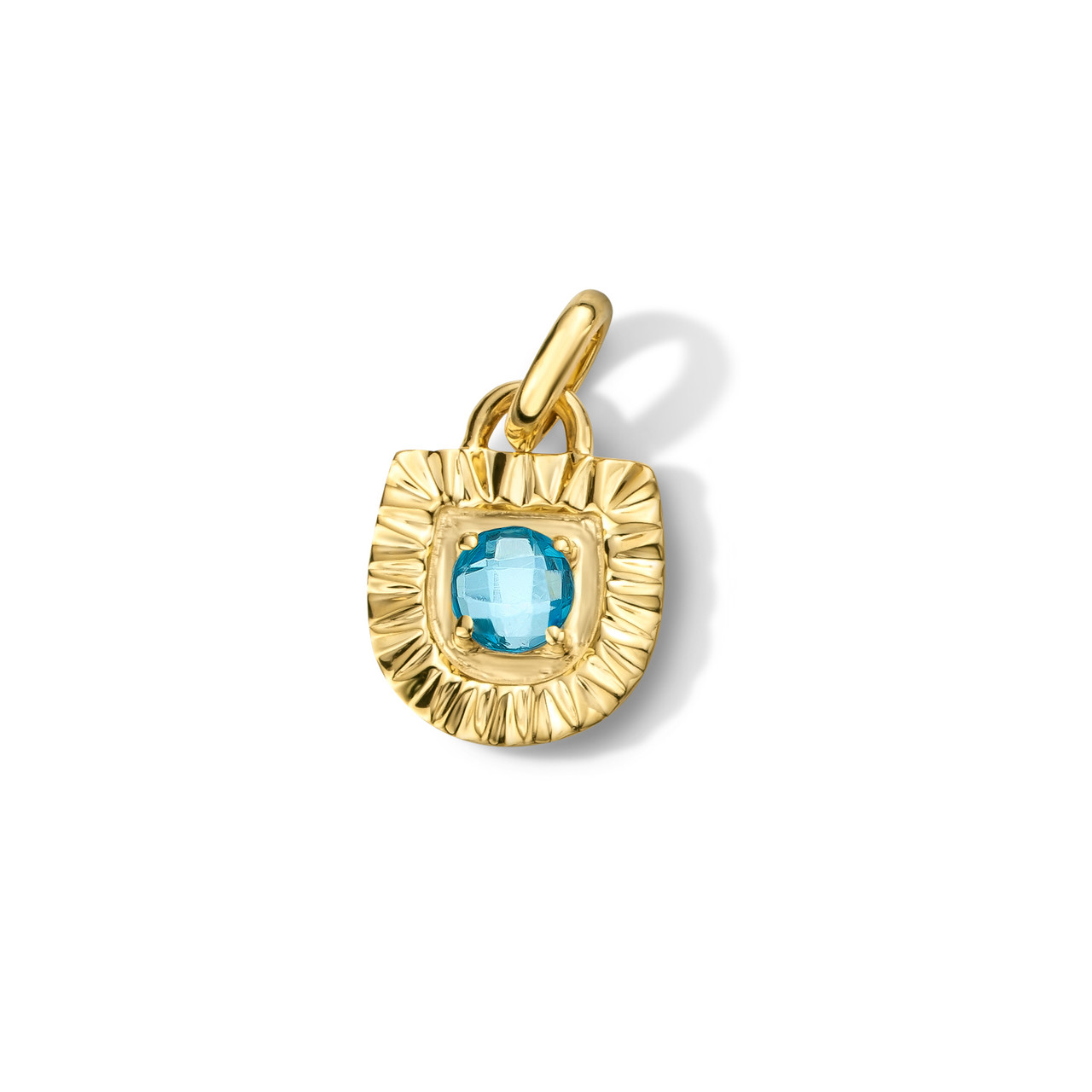 Blue Topaz Shield Sunburst Charm 0