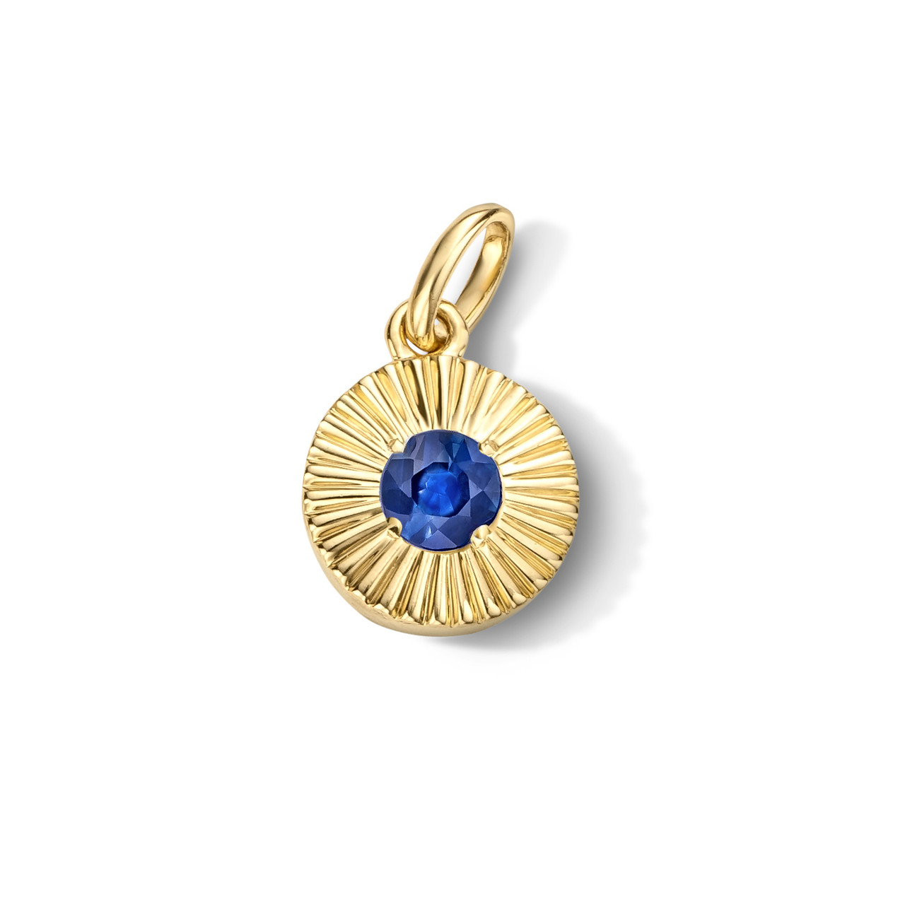 Sapphire Circle Sunburst Charm 0