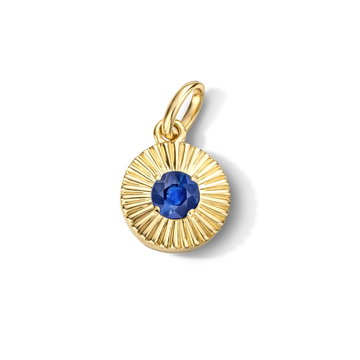 Sapphire Circle Sunburst Charm In Yellow Gold 14K