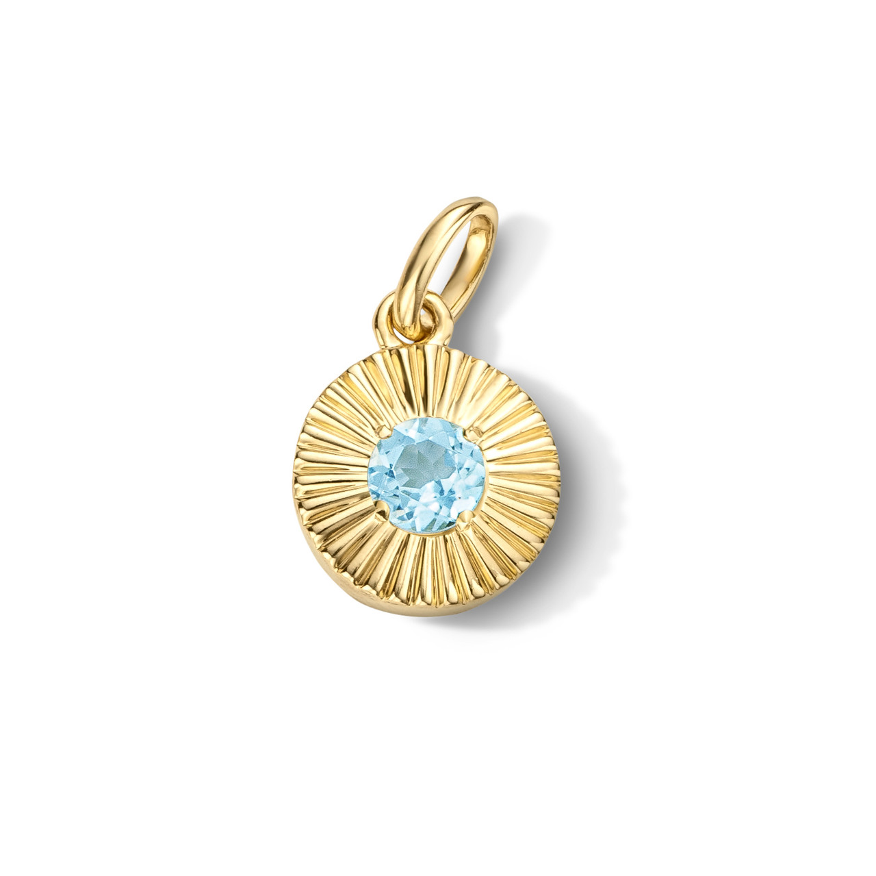Aquamarine Circle Sunburst Charm 0