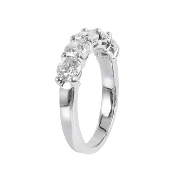Shared Prong 5 Diamond Wedding Band (1.50TW) In Solid 14K White Gold