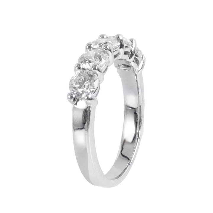 Shared Prong 5 Diamond Wedding Band (1.50TW) In Solid 14K White Gold