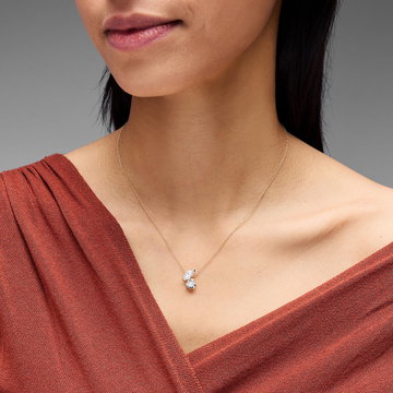 Lab Grown Diamond Toi et Moi Necklace In Solid 14K Yellow Gold