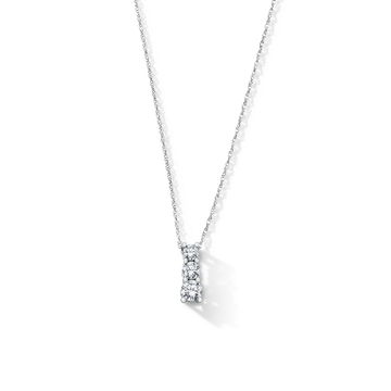 Graduated Three Stone Lab Grown Diamond Pendant Necklace In White Gold 14K