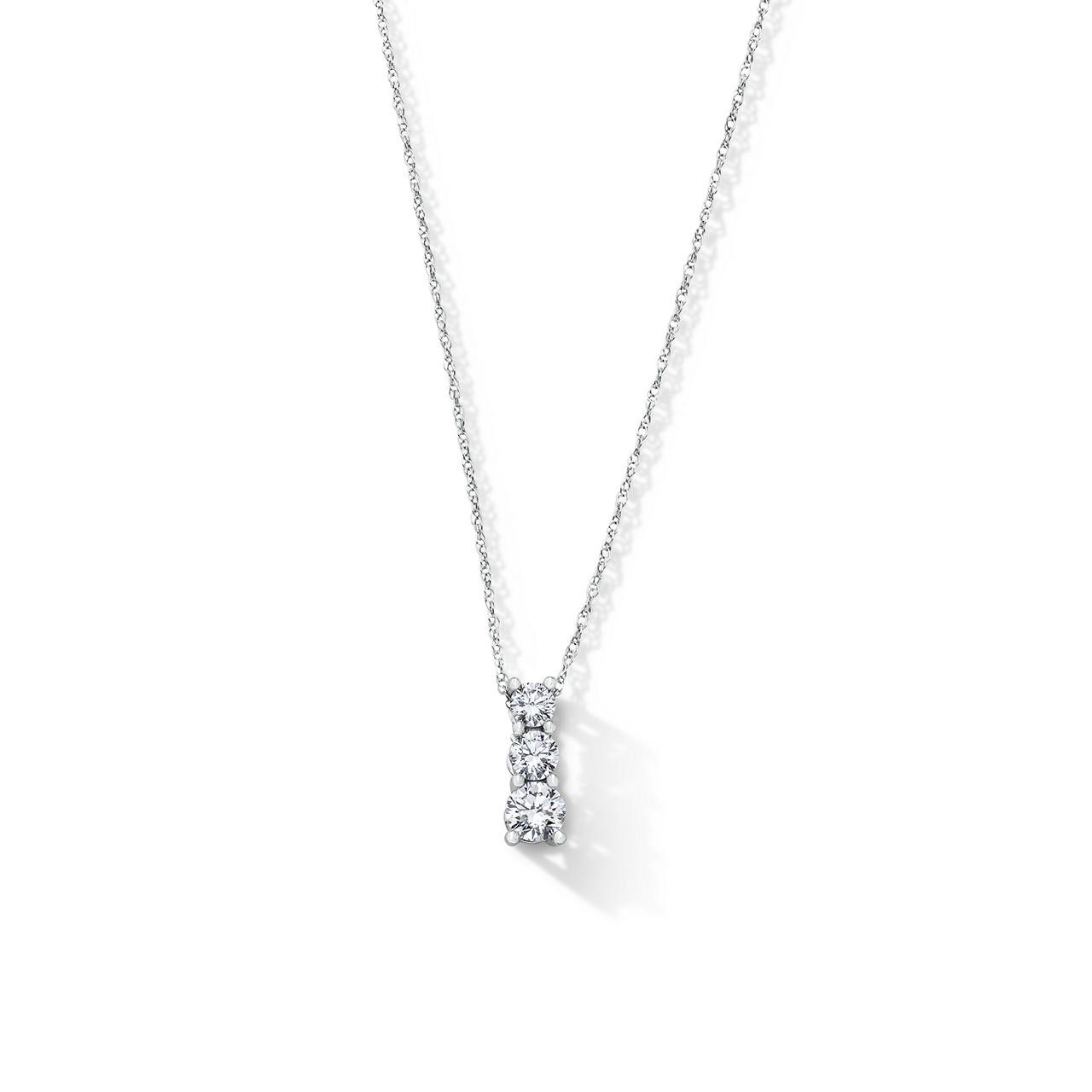 Graduated Three Stone Lab Grown Diamond Pendant Necklace 0