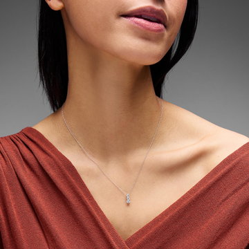 Graduated Three Stone Lab Grown Diamond Pendant Necklace In Solid 14K White Gold