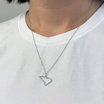 White Gold South Carolina State Diamond Necklace In Solid 14K White Gold